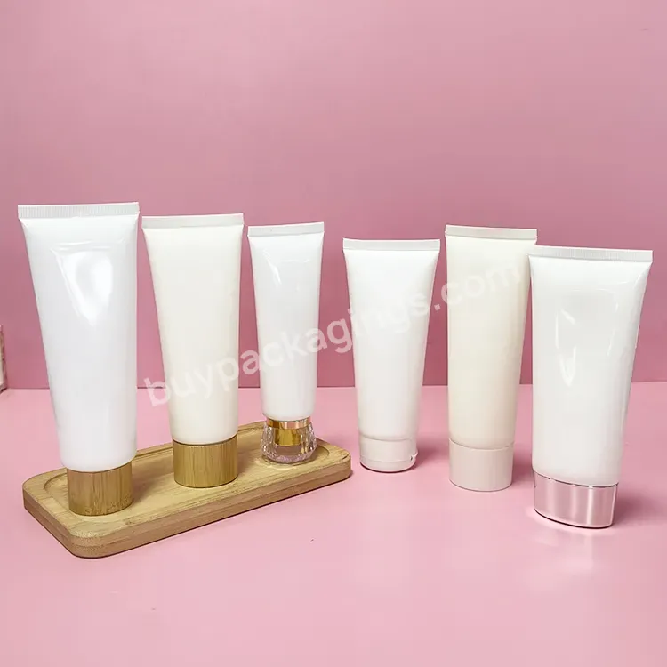 Empty 10ml 15ml 20ml 50ml 200ml Soft Aluminum Plastic Cosmetic Packaging Hand Cream Tube With Plastic Silver Bamboo Lid