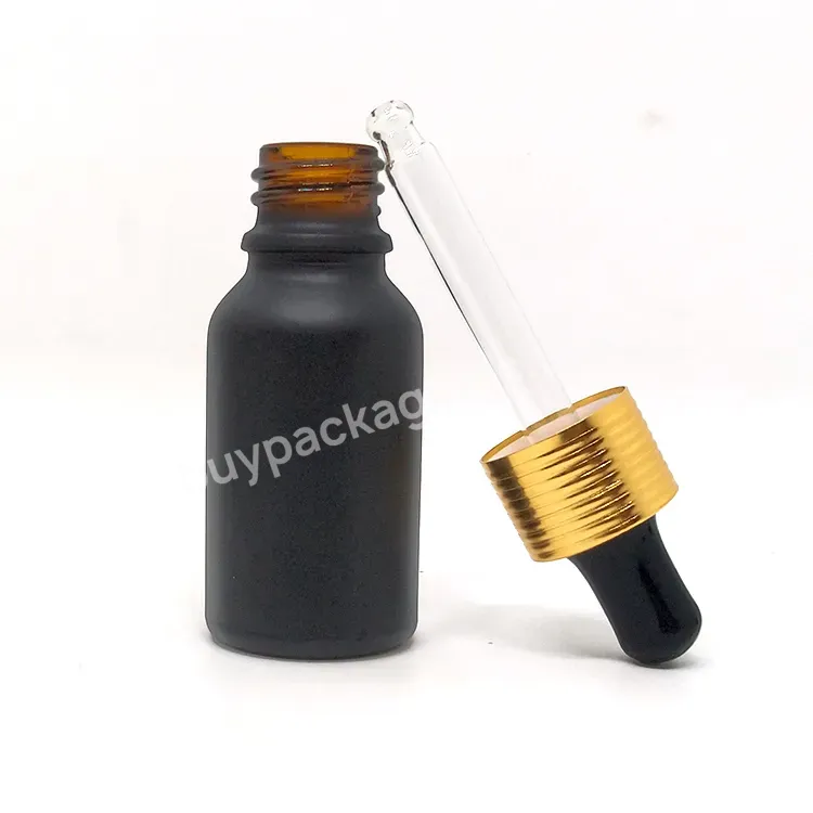 Empty 10ml 20ml 30ml 50ml 100ml Cosmetic Essential Oil Bottles Frosted Black Glass Dropper Bottle