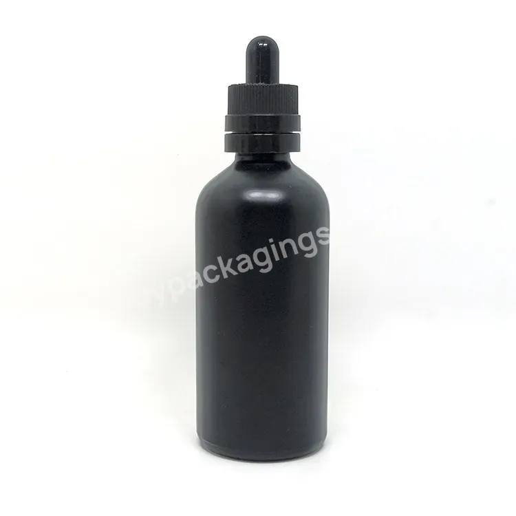 Empty 10ml 20ml 30ml 50ml 100ml Cosmetic Essential Oil Bottles Frosted Black Glass Dropper Bottle