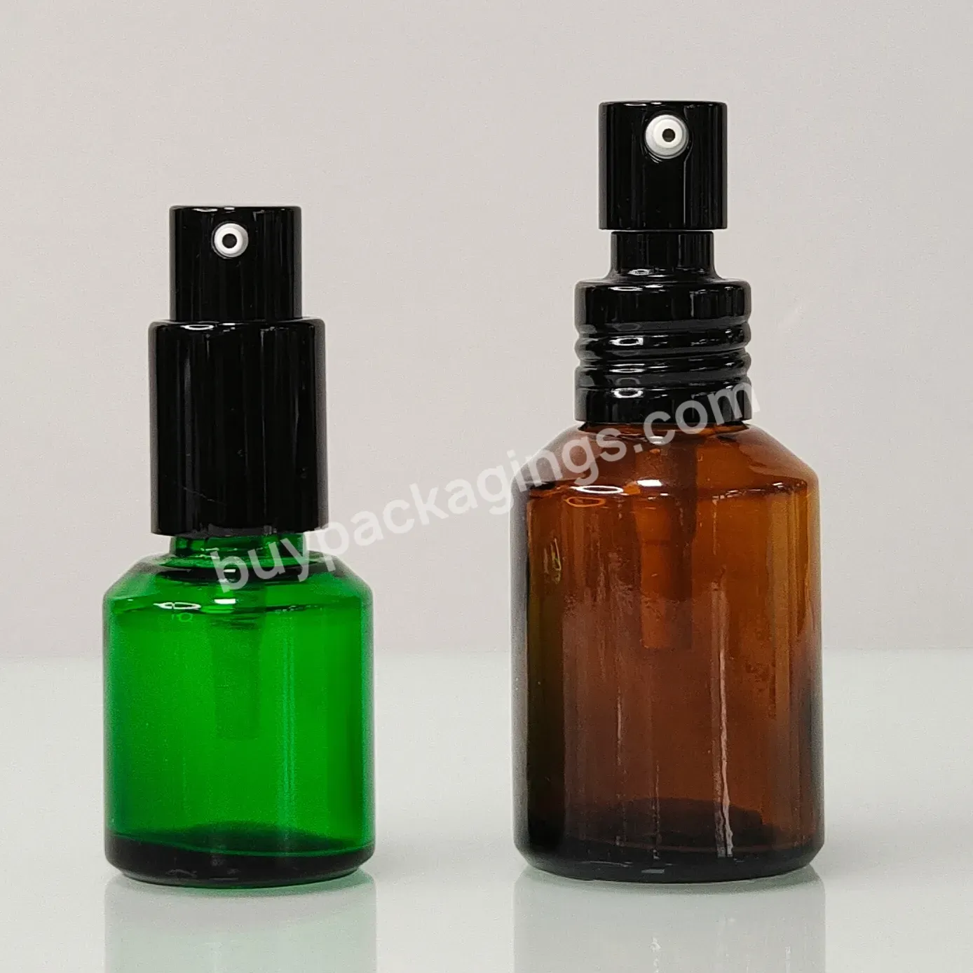 Empty 15ml 1oz Oblique Shoulder Green Forested Hair Bread Oil Skincare Glass Bottle With Bamboo Dropper