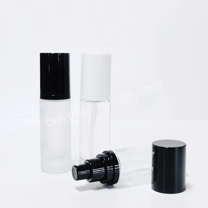 Empty 15ml 20ml 30ml 40ml Round Cosmetic Packaging Frosted Transparent Face Serum Pump Lotion Foundation Glass Serum Bottle