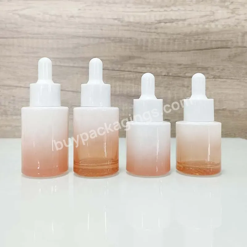 Empty 15ml 30ml 50ml 100ml Gradient Blue Flat Shoulder Glass Dropper Bottle Glass Serum Bottle With Black Cap