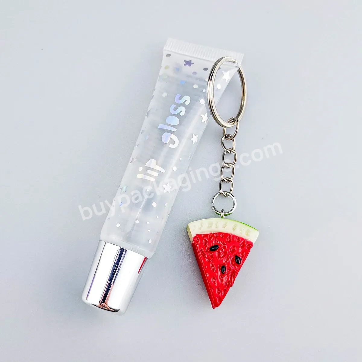 Empty 15ml Plastic Clear Lip Balm Bottle Packaging Lipgloss Squeeze Tube For Lip Gloss With Gold Silver Top Cap