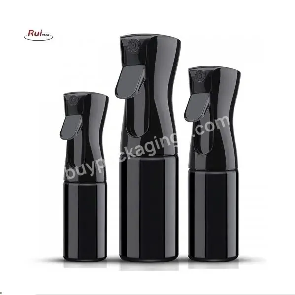 Empty 200ml 300ml Black Green Orange Fine Mist Water Hair High Pressure Black Trigger Continuous Spray Bottle For Barber