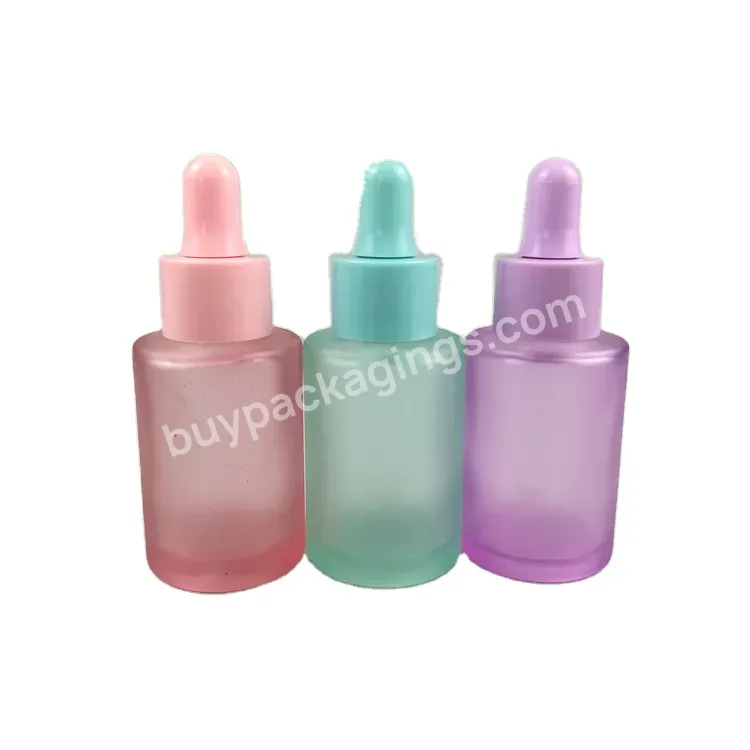 Empty 20ml 30ml 50ml 60ml Colorful Face Serum Hair Essential Oil Glass Bottle With Pipette Dropper Cap