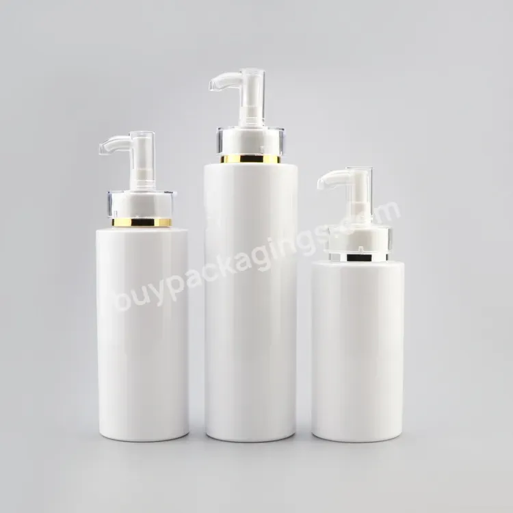 Empty 250ml 300ml 400ml Plastic Cylinder Luxurious Body Pump Spray Lotion Squeeze Bottle