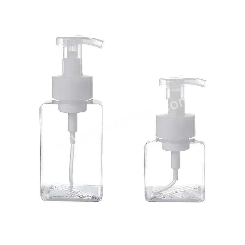 Empty 250ml 400ml 500ml Clear Soap Foam Plastic Bottle Square Shaped Pet Cosmetic Foaming Pump Bottle