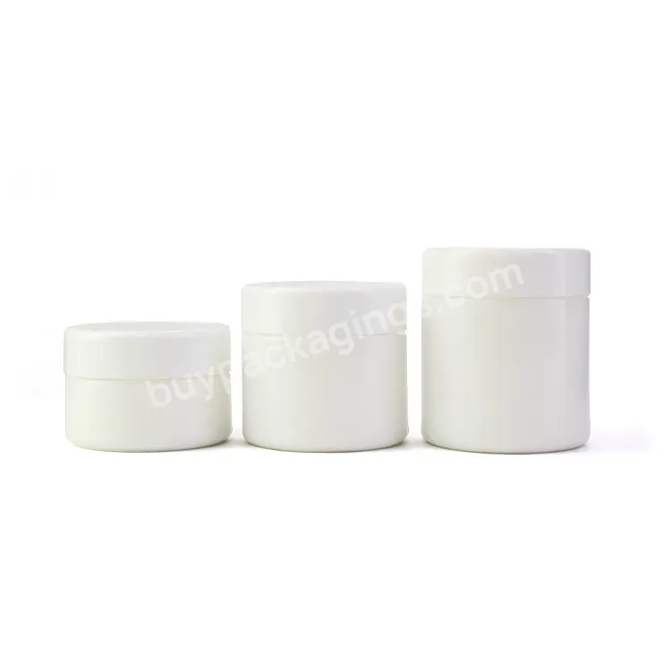 Empty 2oz 60ml White Hdpe Soft Touch Plastic Child Proof Gummy Bottle Capsule Container Dry Flower Canister