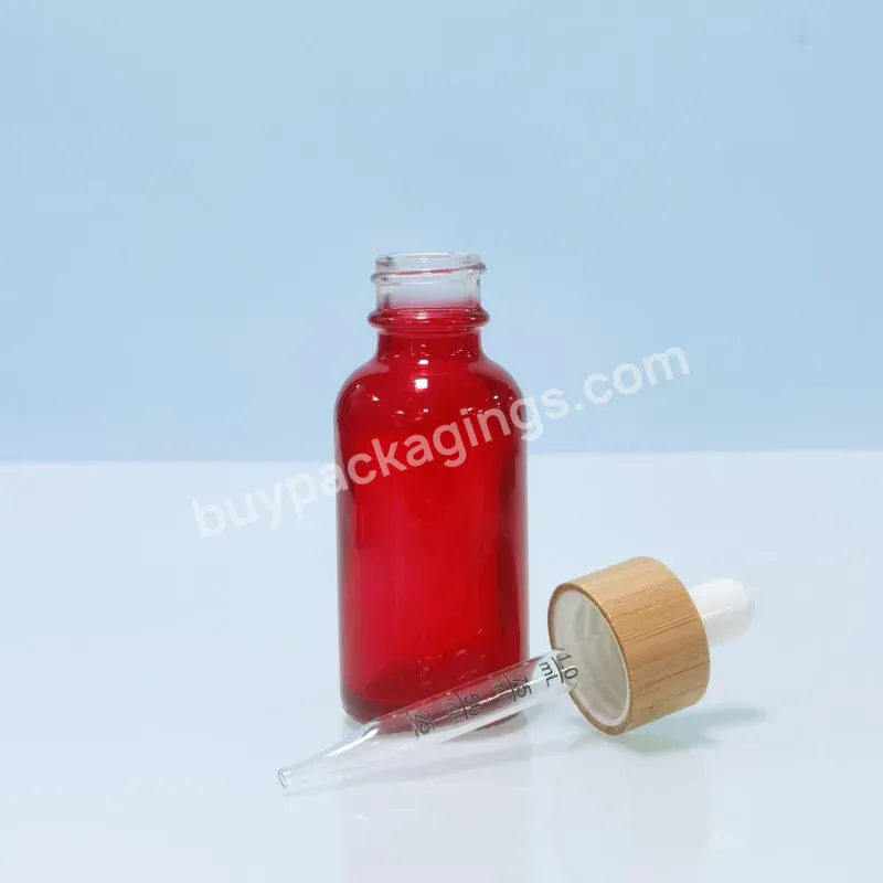 Empty 30 Ml 1 Oz Cosmetic Cuticle Hair Essential Oil Bottles 30ml Glass Dropper Bottle With Bamboo Lid Top