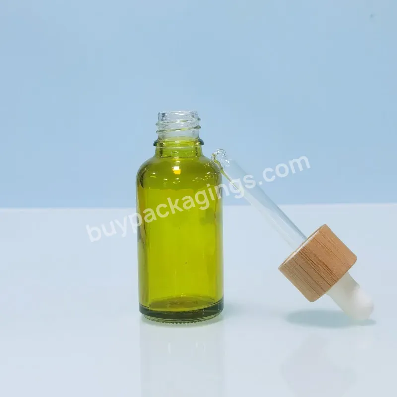 Empty 30 Ml 1 Oz Cosmetic Cuticle Hair Essential Oil Bottles 30ml Glass Dropper Bottle With Bamboo Lid Top