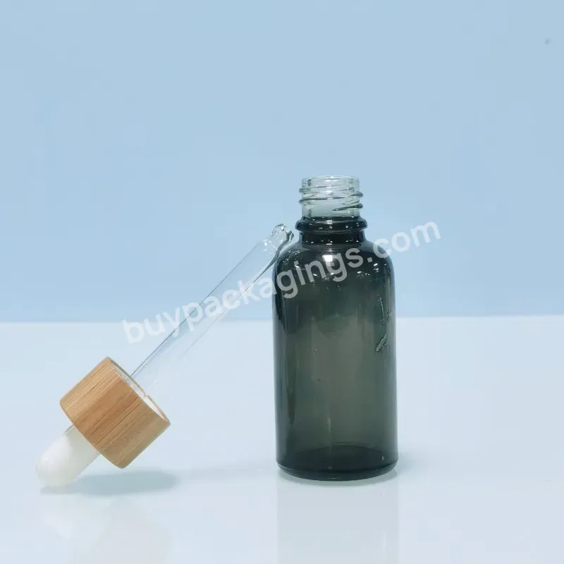 Empty 30 Ml 1 Oz Cosmetic Essential Hair Oil Bottles 30ml Cuticle Glass Dropper Bottle With Bamboo Lid