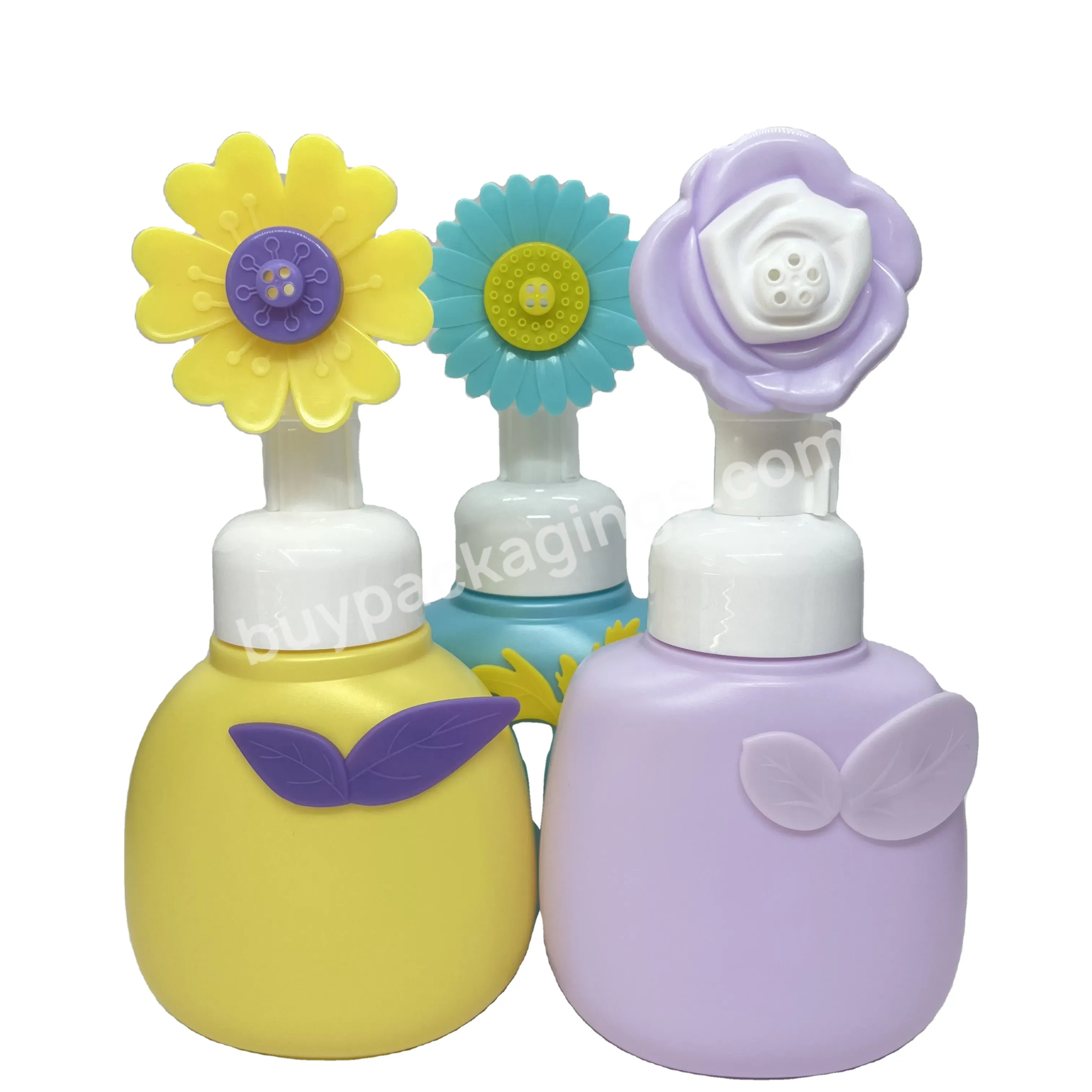 Empty 300ml Hdpe Cute Refillable Flower Shape Foam Pump Bottle Kids Hand Sanitizer Container