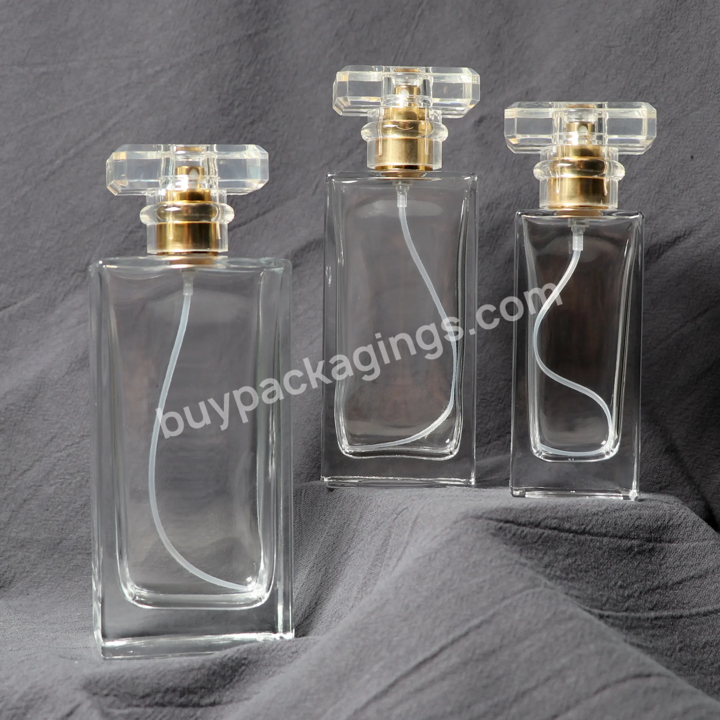 Empty 30ml 50ml 100ml Rectangular Glass Perfume Bottle Luxury Square Glass Spray Bottle For Fragrance Oil