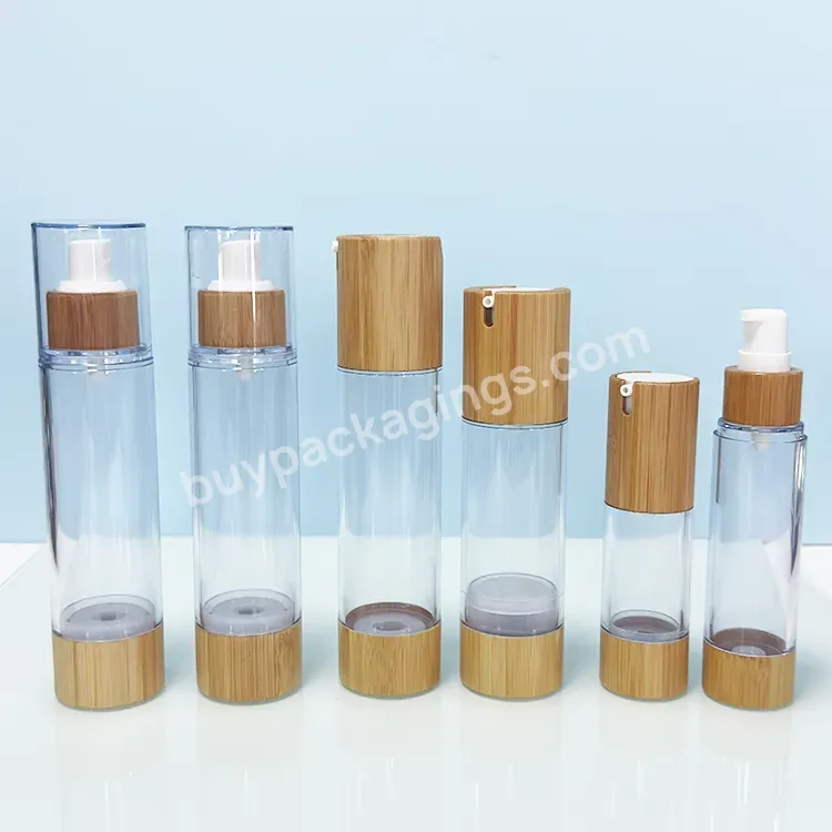 Empty 30ml Airless Pump Bottle 50ml Lotion Bottles Cleansing Milk Essence Toner Bamboo 30ml Serum Wooden Airless Lotion Bottle