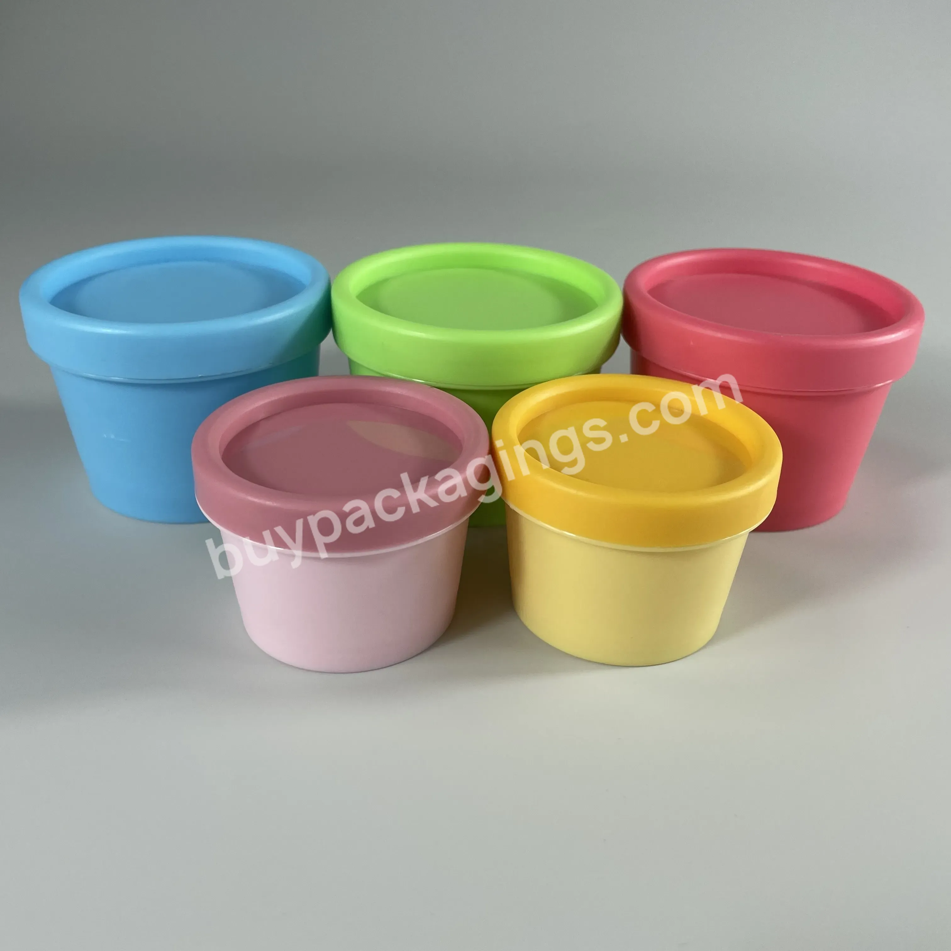 Empty 50g 100g 200g Colorful Plastic Food Grade Ice Cream Container Face Body Cream Mask Jars