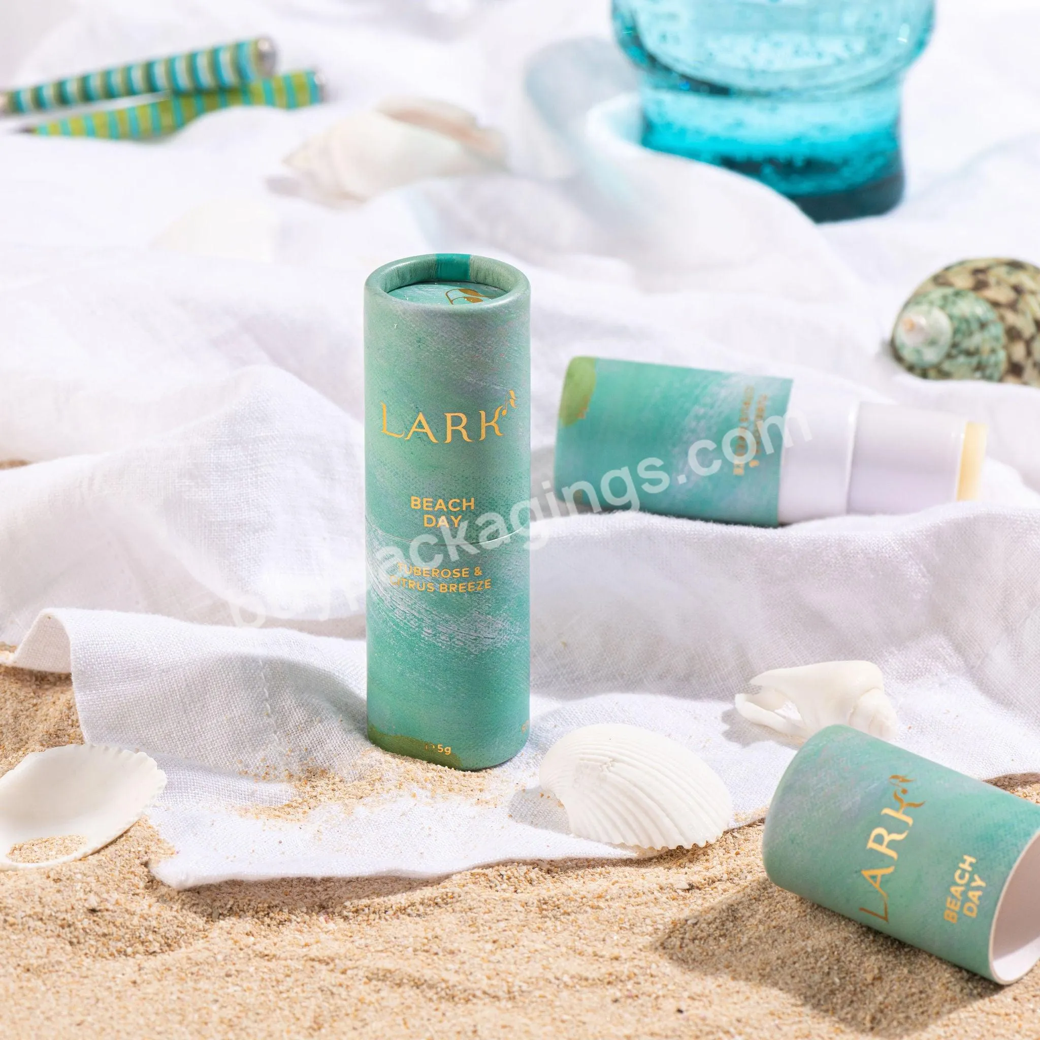 Empty 50g Deodorant stickbody balm paper tube container for skincare products cardboard packaging