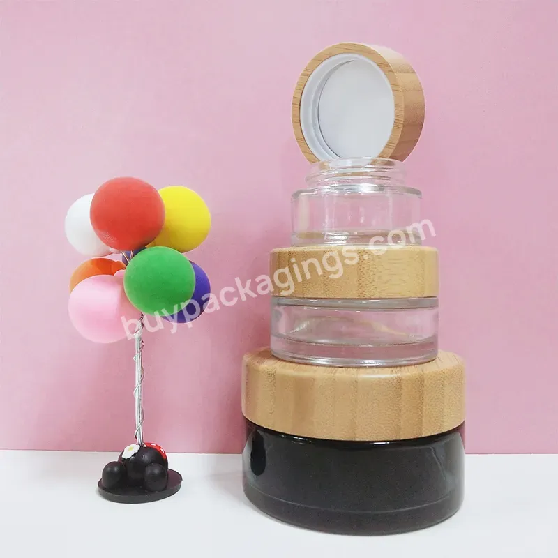 Empty 5g 10g 20g 30g 50g 100g Glass Cosmetic Face Cream Jar With Bamboo Lid High Quality Offer