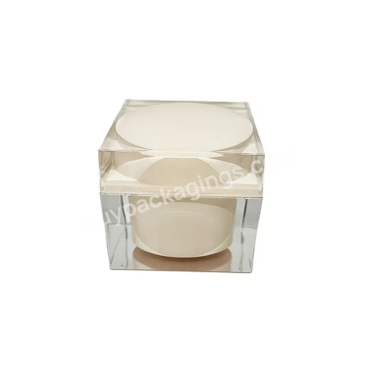 Empty 80g Luxury Acrylic Cream Cosmetic Jar / Square Shape Face Skin Care Cream Cosmetic Luxury Bottles Containers Manufacturer