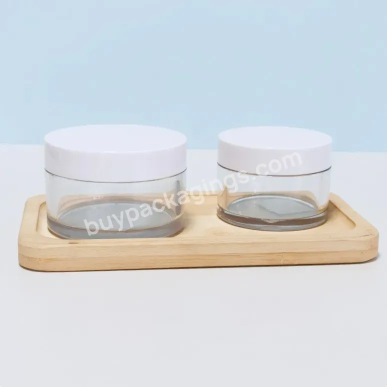 Empty 8oz Thick Wall Pet Plastic Clear Cosmetic Jar With White Top Lid For Cream Skin Care Packaging Container