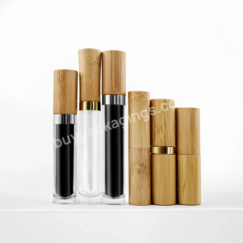 Empty Bamboo Lip Balm Tubes Lipstick Unique Empty Lip Gloss Roller Tube Bamboo Packaging Lipstick