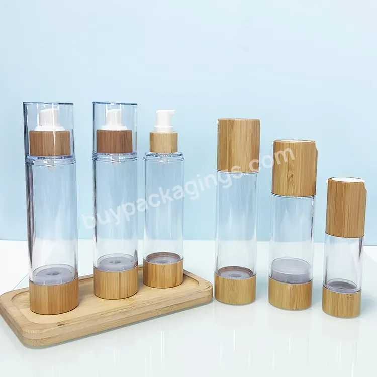 Empty Bamboo Lotion Airless Pump Bottle 30ml 50ml 100ml 120 Ml Bamboo Airless Bottle - Buy 250ml Airless Pump Bottle,Pp Airless Pump Bottle,250ml Clear Airless Bottles.