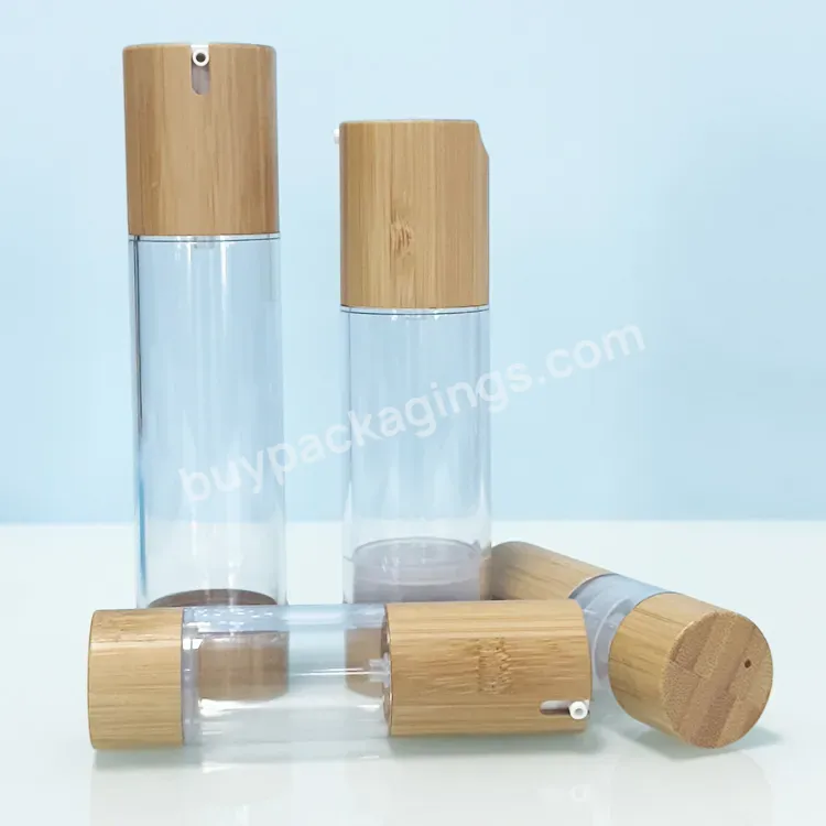 Empty Bamboo Lotion Airless Pump Bottle 30ml 50ml 100ml 120 Ml Bamboo Airless Bottle