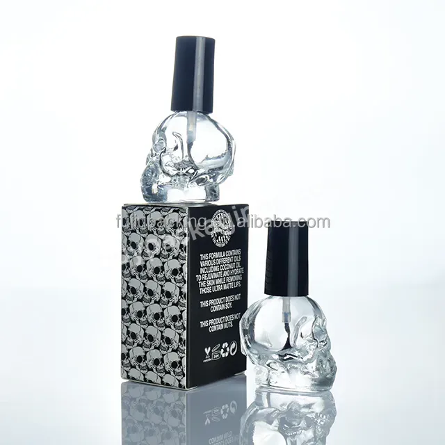 Empty Clear Skull Nail Polish Bottle With Brush Caps 8ml - Buy 15ml Matte Black Nail Polish Bottle,8ml Clear Nail Polish Glass Bottle,Empty Nail Polish Bottle With Paper Box.