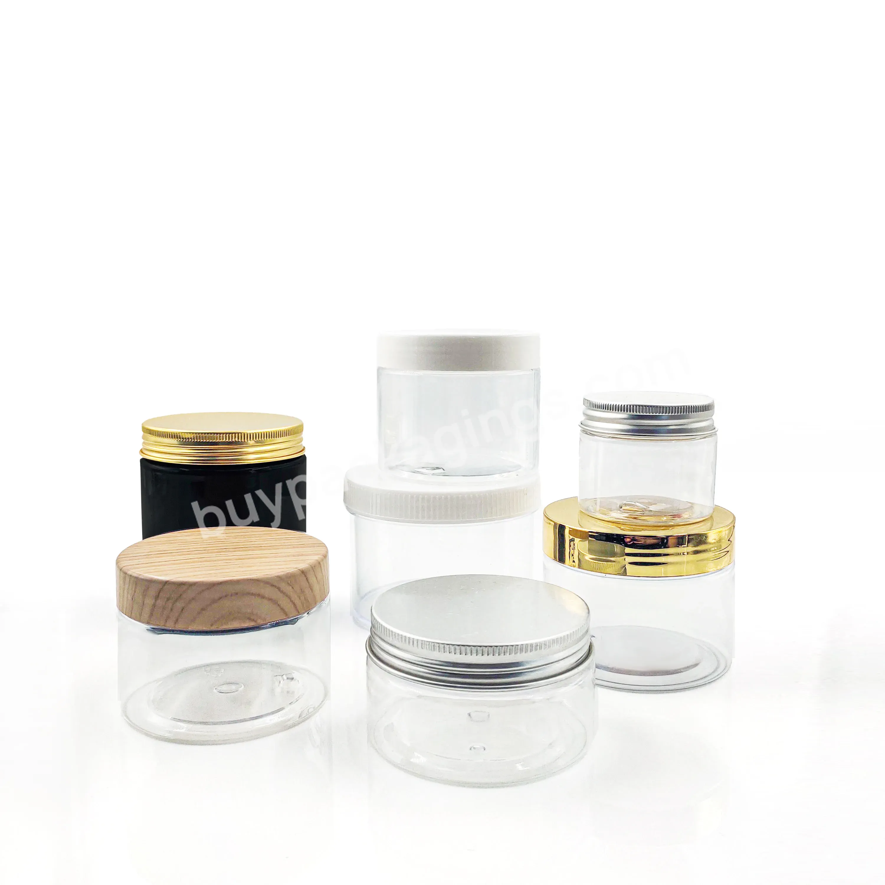 Empty Clear Storage Container Clear Round Flower Glass Jar For Skin Cream Bottle Flower Child Resistant Glass Jar With Black Lid