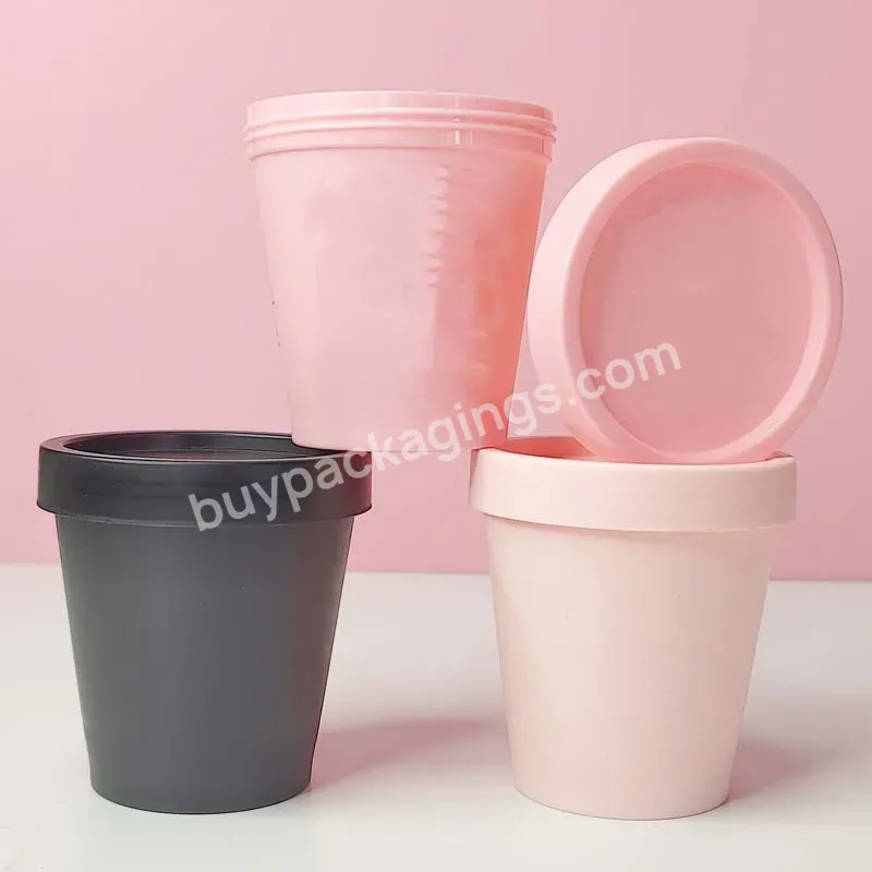 Empty Container Custom Logo 100ml 200ml Food Grade Plastic Ice Cream Body Scrub Jar Pp Cosmetic Jar - Buy Cosmetic Plastic Jars With Lids,Colored Plastic Cosmetic Jars,Cosmetic Black Plastic Jar.