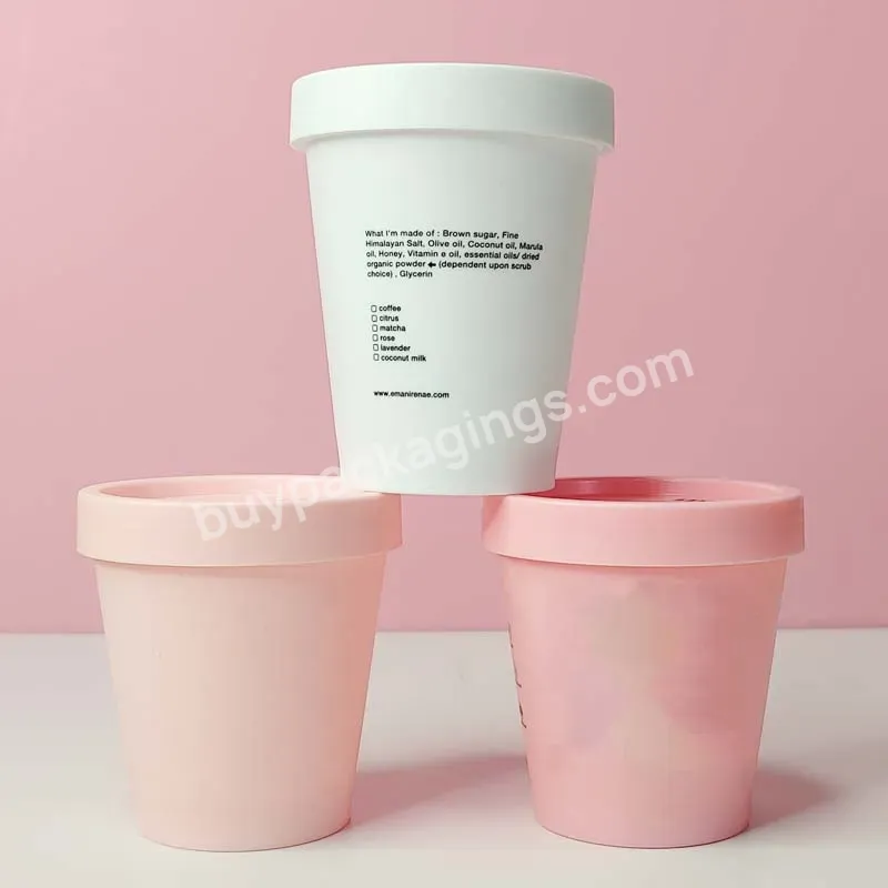 Empty Container Custom Logo 100ml 200ml Food Grade Plastic Ice Cream Body Scrub Jar Pp Cosmetic Jar - Buy Cosmetic Plastic Jars With Lids,Colored Plastic Cosmetic Jars,Cosmetic Black Plastic Jar.