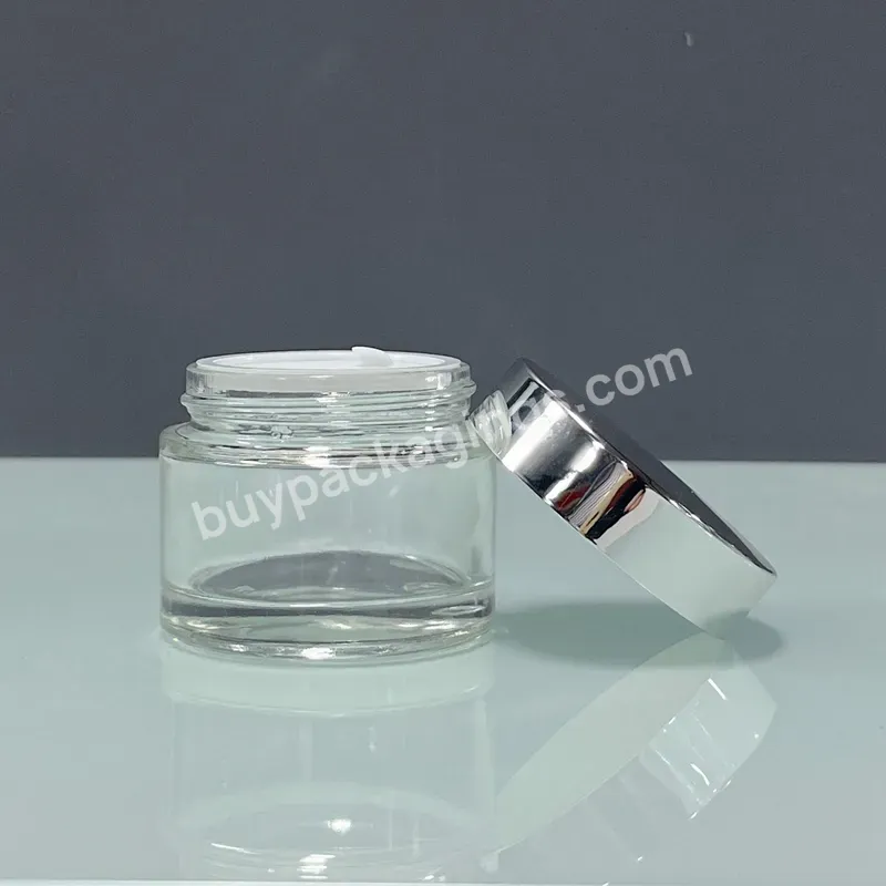 Empty Cosmetic Butter Scrub Cream Container Face Eye Cream Cosmetic Packaging 30g 50g Clear Glass Jar With Screw Lid