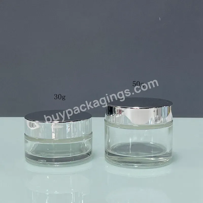 Empty Cosmetic Butter Scrub Cream Container Face Eye Cream Cosmetic Packaging 30g 50g Clear Glass Jar With Screw Lid