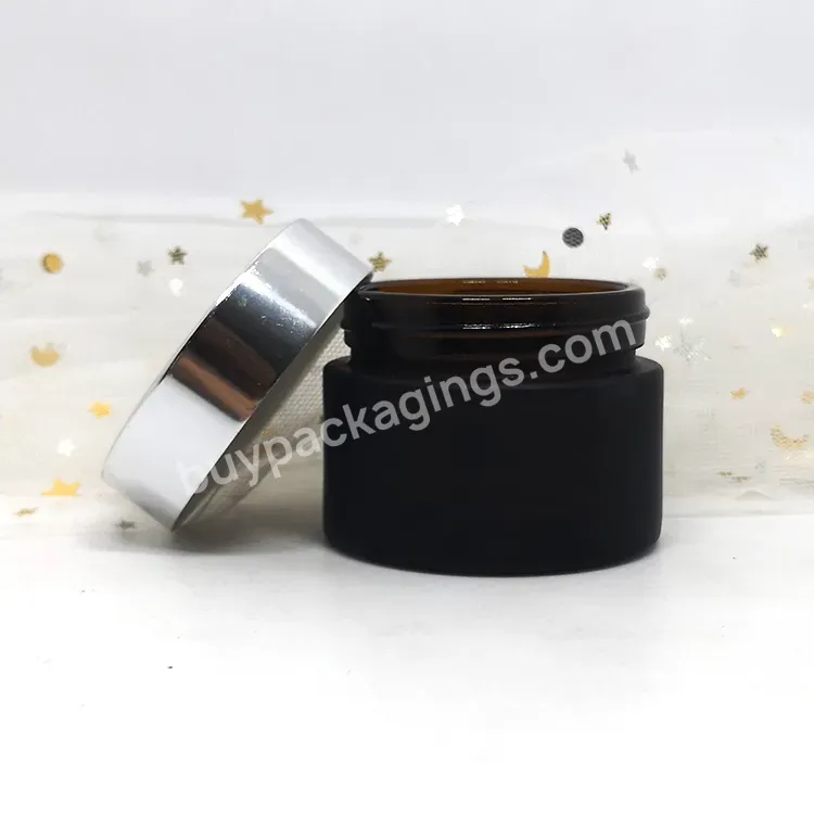 Empty Cosmetic Cream Jars 5g 10g 15g 20g 30g 50g 1oz 2oz Amber Frosted Glass Face Cream Jar With Gold Silver Black Cap