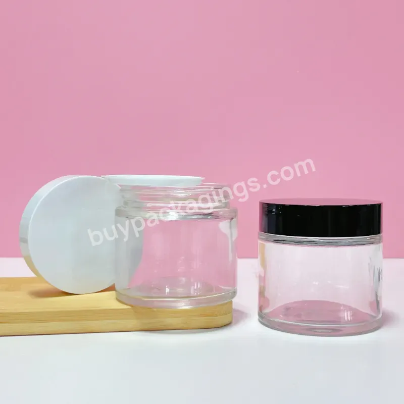 Empty Cosmetic Glass Container 120ml 120g Body Butter Wide Mouth Clear 4oz Glass Jars With Screw Lid