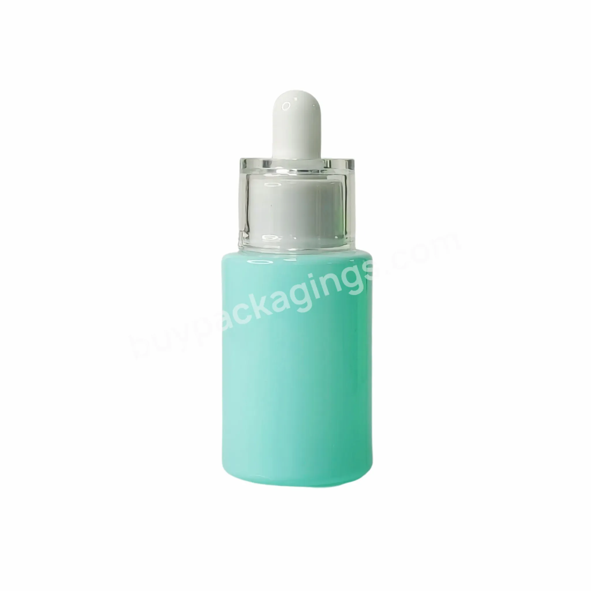 Empty Cosmetic Packaging Container Shampoo Lotion Cream Essential Oil Blue Colorful Flat Shoulder Glass Bottle