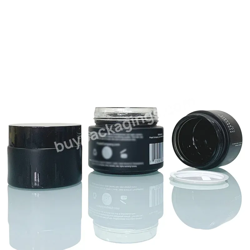 Empty Cosmetic Packaging Containers 30g 2oz 50g 100g Matte Black Frosted Face Cream Glass Jar With Lid - Buy Black Glass Cosmetic Jars,Cosmetic Glass Jar With Lid,Glass Cosmetics Cream Jars.