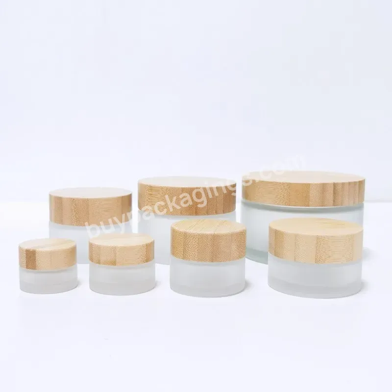 Empty Cosmetic Packaging Frosted Clear Skin Care Glass Cream Jar With Child Resistant Bamboo Lid - Buy Bamboo Cosmetic Face Cream Jar,Frosted Glass Jar Bamboo Lid,Cosmetic Empty Jar.