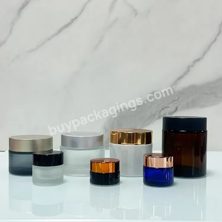 Empty Cosmetic Packaging Frosted Clear Skin Care Glass Cream Jar With Plastic Child Resistant Lid