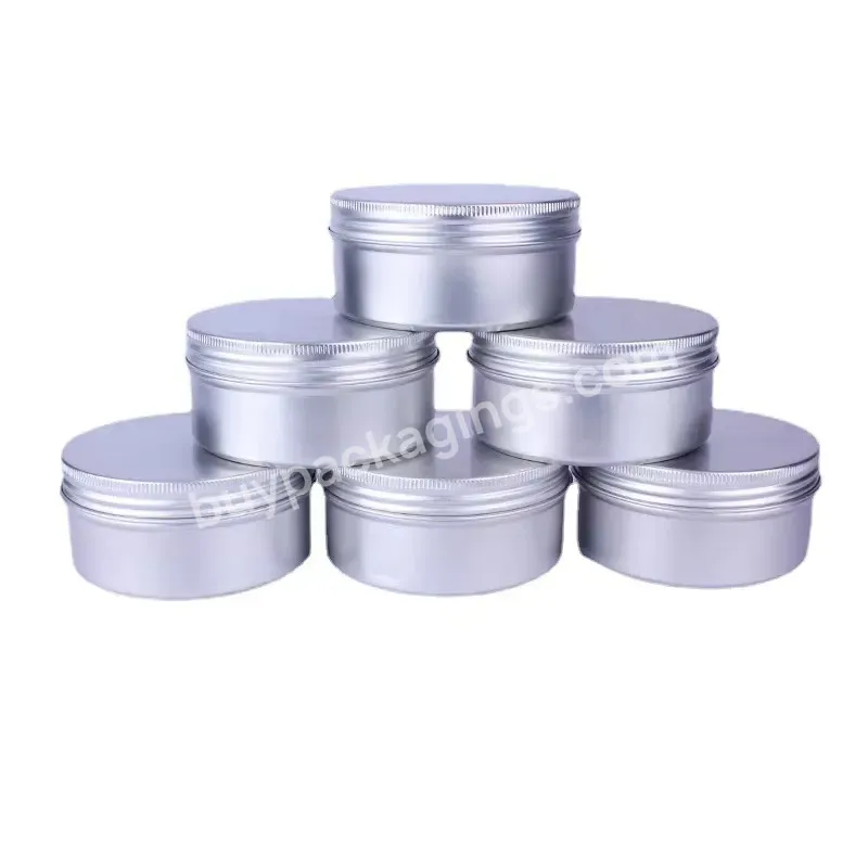 Empty Cosmetic Packaging Silver Metal Tin Aluminum Cans Aluminum Screw Top Round Candle Spice Tins Lip Balm Container Aluminum