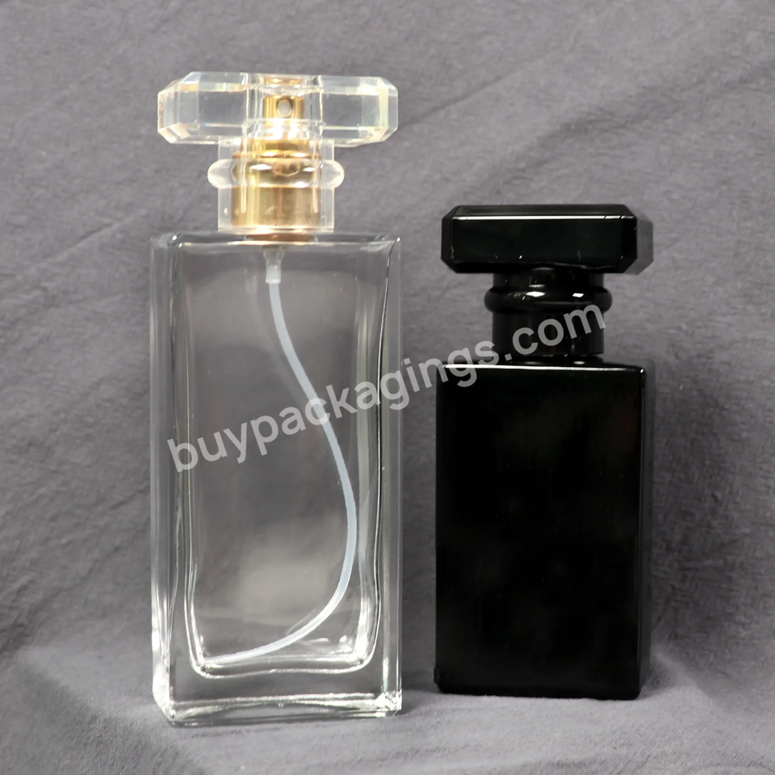 Empty Custom Logo 50ml New Design Square Glass Perfume Pump Spray Bottle 30ml 100ml