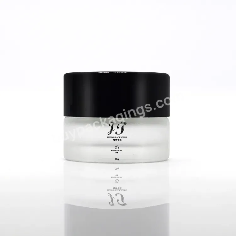 Empty Custom Logo Print 5g Small Eye Cream Container 5ml Clear Frosted Glass Cream Jars With Black Screw Caps