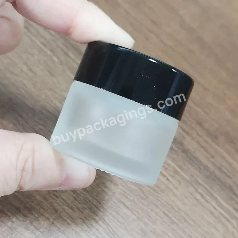 Empty Custom Logo Print 5g Small Eye Cream Container 5ml Clear Frosted Glass Cream Jars With Black Screw Caps