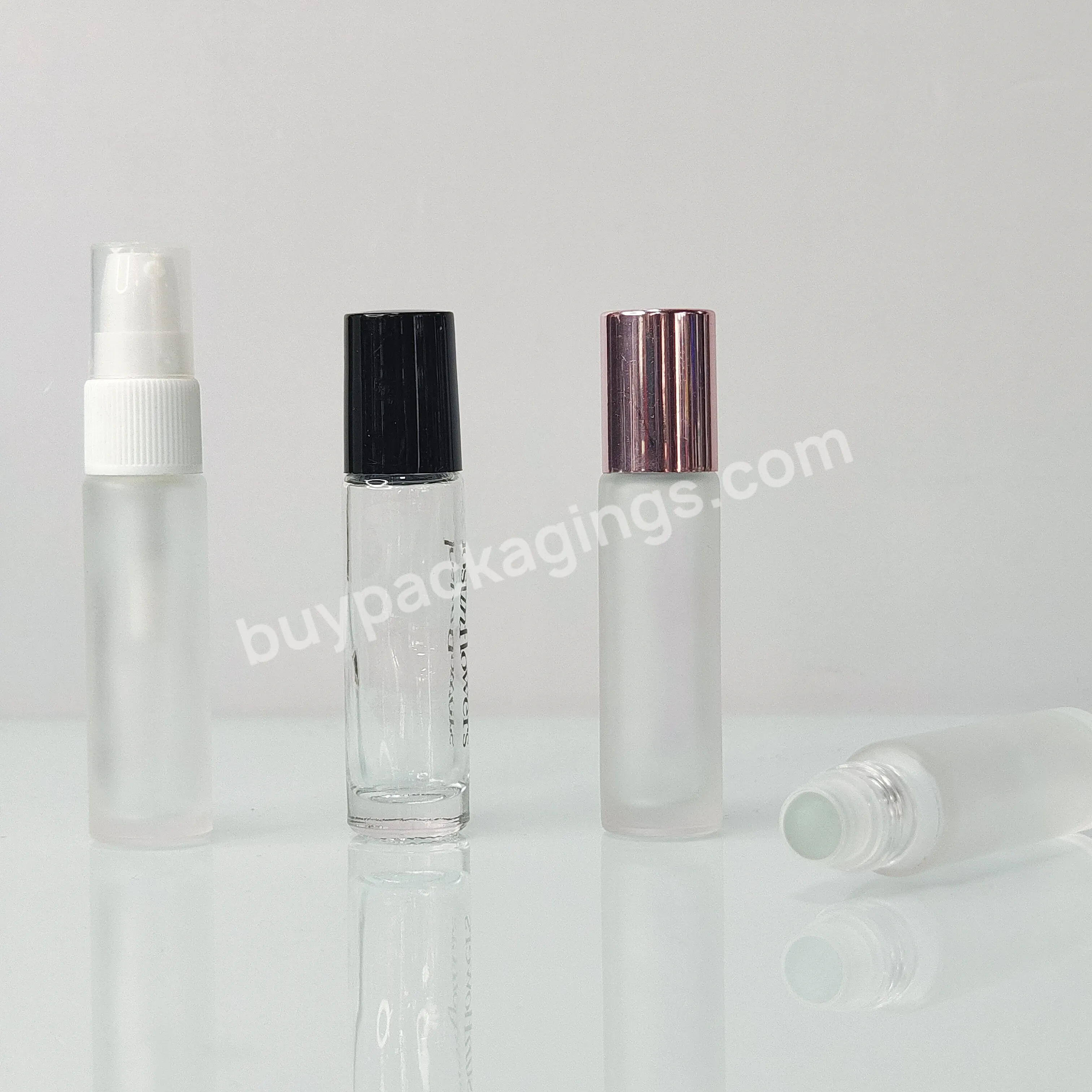 Empty Custom Portable Perfume Eye Essential Oil 5 Ml 10 Ml Clear Frosted Glass Roll On Bottle