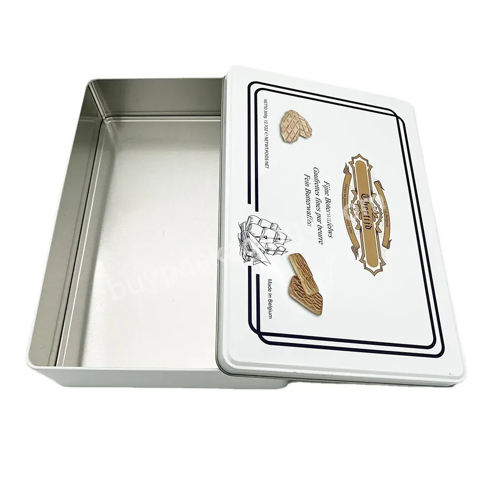 Empty Custom Printing Rectangle Food Grade Metal Biscuit Tin Box