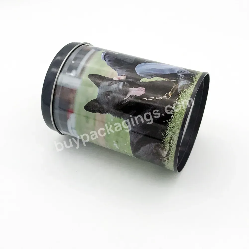 Empty Custom Printing Round Pet Dog Food Storage Tin