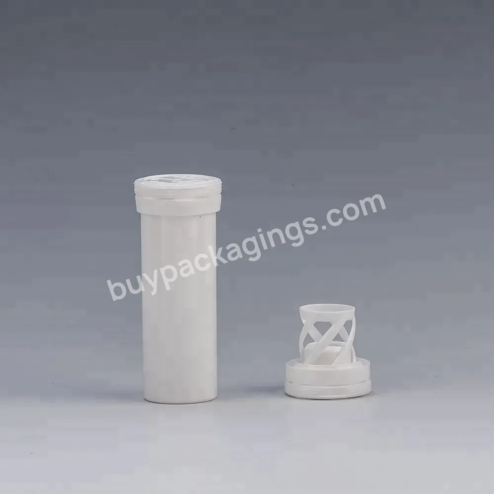 Empty Custom White 40ml Plastic Effervescent Tablets Pill Packaging Tubes Containers With Desiccant Cap For Vitamin C Tablets