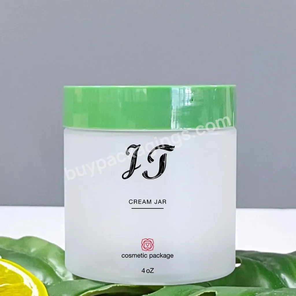 Empty Customized Plastic Frosted Body Butter Jars Containers With Green Lid 200ml 7oz 8oz 4oz - Buy Frosted Jar With Lid 200ml,Body Butter Jars Frosted,Body Butter Containers.