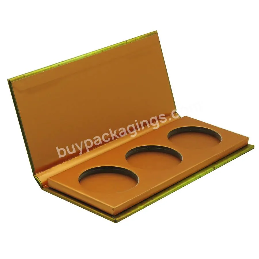 Empty Eyeshadow Palette Box For 3 Shades Rose Gold Paper Browzer Palette Makeup Pallet Packaging