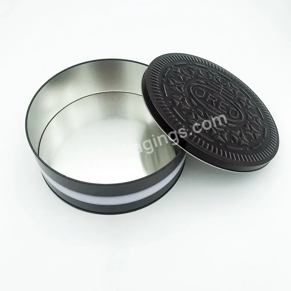 Empty Food Grade Custom Printing Logo Cylindrical Biscuit Metal Tin Can