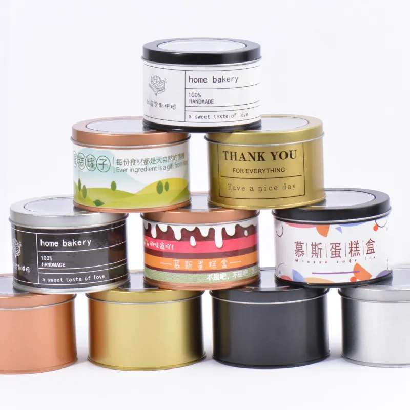 Empty Food Grade Ice Cream  Small Metal Dessert Cans West Point Packaging Tin Box Mousse Cake Packaging Round Baking Iron Box